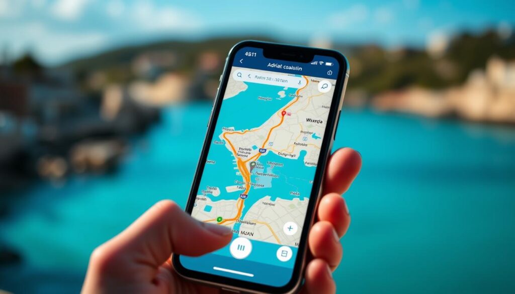 Navigations-Apps für Urlaubsroute Adria