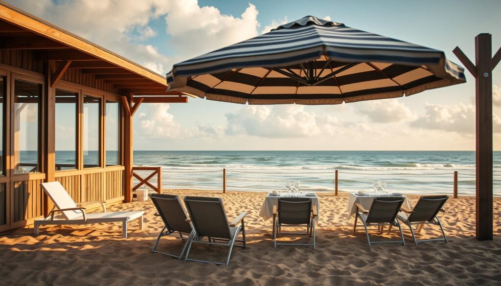 Gemütlicher Strandpavillon mit Meerblick in Holland